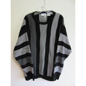 IRVINE PARK Black Gray XL Acrylic Men's Crewneck Pullover Long Sleeve Sweater